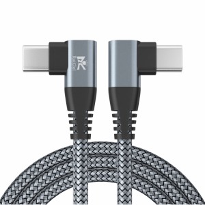 RoiCiel USB-C ＆ USB-C 高耐久ナイロン L字PD対応60W/3A 断線防止 アンドロイド スマホ　Tpye-C機器対応
