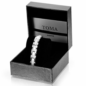 TOMA10M・10F 男性or女性 白セラミックス 磁気ブレスレット シルバー　保証書付き