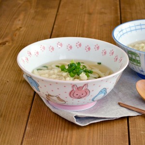 子供ラーメン丼　動物大好き　女の子用鉢 ボウル ラーメン うどん 丼ぶり どんぶり スープ 動物 どうぶつ 女の子 かわいい 子供 キッズ 