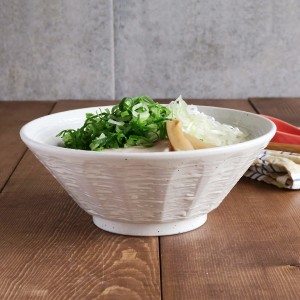 どんぶり 粉引　しのぎ刷毛目　6.3ラーメンどんぶり（19.7cm）丼ぶり 丼 ボウル 麺鉢 ラーメン鉢 ラーメン どんぶり 盛り鉢 うどん鉢 大