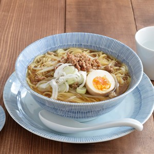 ラーメンどんぶり 19cm　反り型　十草フレーム 和食器 どんぶり 丼 丼ぶり ラーメン鉢 ラーメン丼 麺鉢 盛り鉢 煮物鉢 大鉢 ボウル モダ