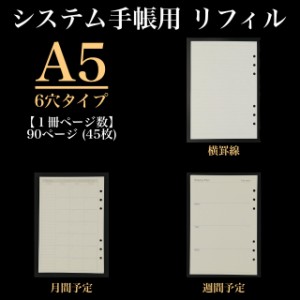 リフィル ルーズリーフ A5 6穴 90頁 アイボリー システム手帳 交換用