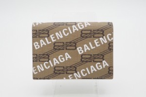 ☆安心の３大保証☆ Aランク ≪BALENCIAGA バレンシアガ/三つ折り財布≫ 594312 SIGNATURE MINI ウォレット BB MONOGRAMコーティングキャ