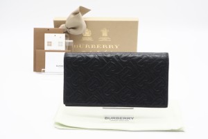 ☆安心の3大保証☆ ABランク ≪BURBERRY バーバリー/二つ折り長財布≫ 8017650 TBモノグラム レザー メンズウォレット  ブラック 送料無