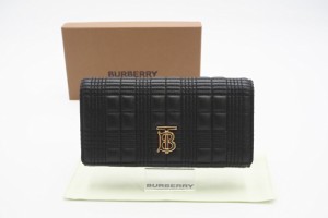 ☆安心の3大保証☆ Aランク ≪BURBERRY バーバリー/二つ折り長財布≫ 80492881 TBロゴ キルティングラムスキン ローラコンチネンタルウォ