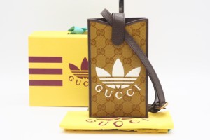 ☆安心の3大保証☆ Aランク ≪GUCCI グッチ /ショルダーバッグ≫ 702203 GGクリスタル アディダス スマートフォンポーチ ブラウン 極美品