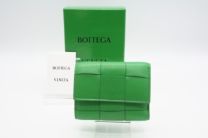 ☆安心の3大保証☆ ABランク ≪BOTTEGA VENETA ボッテ ガヴェネタ/三つ折り財布≫ 651372 カセット 三つ折りファスナーウォレット パラキ