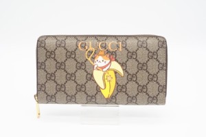 ☆安心の3大保証☆ Aランク ≪GUCCI グッチ/ラウンドファスナー長財布≫ 701060  GUCCI×ばなにゃ GGスプリーム ジップアラウンド