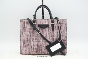 ☆安心の3大保証☆ ABランク ≪BALENCIAGA バレンシアガ/ 2WAYトートバッグ≫ 399531 ツイード ピンク ブラック レディース 美品 送料無