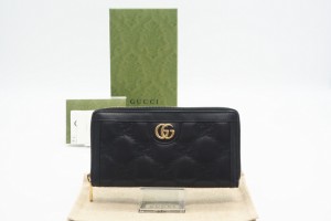 ☆安心の3大保証☆ ABランク ≪GUCCI グッチ/ラウンドファスナー長財布≫ 723784 GGマトラッセ ジップアラウンドウォレット ブラック 美