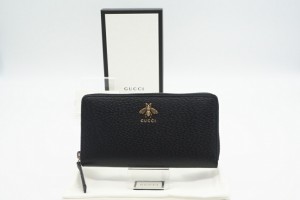 ☆安心の3大保証☆ ABランク ≪GUCCI グッチ/ラウンドファスナー長財布≫ 523667 アニマリエ ビー レザー ジップアラウンドウォレット ブ