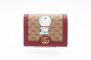 ☆安心の3大保証☆ Aランク ≪GUCCI グッチ/二つ折り財布≫ 647788 ミニGGスプリーム ドラえもん×グッチ カードケース コイン&紙幣入れ