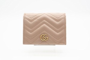 ☆安心の3大保証☆ Aランク ≪GUCCI グッチ/二つ折り財布≫ 466492 GGマーモント キルティング カードケース コイン&紙幣入れ付き ベージ