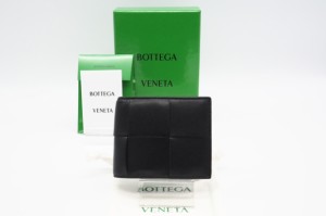 ☆安心の3大保証☆ Aランク ≪BOTTEGA VENETA ボッテガ ヴェネタ/二つ折り財布≫ 743004 カセット 二つ折り札入れ ブラック 極美品 送料