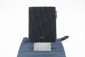 ☆安心の3大保証☆ ABランク ≪Dior ディオール/二つ折り財布≫ 2ESBC319YSE_H03E オブリーク ジャカード バーティカル コンパクト 美品