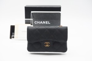 ☆安心の3大保証☆ Aランク ≪CHANEL シャネル/コインケース≫ A69080 キャビアスキン マトラッセ レザー ブラック ロゴ 極美品 送料無料