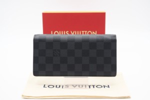 ☆安心の3大保証☆ Bランク ≪LOUIS VUITTON ルイ ヴィトン/二つ折り長財布≫ N62665 ダミエ グラフィット ポルトフォイユ ブラザ ブラッ