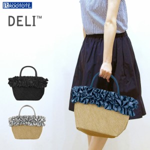 【SALE 50%OFF】ミニトート1874 ルートート/ LT.デリ.バスケット-C(全3種)サテン 雑材 かご カゴバッグ 口元巾着 レディース