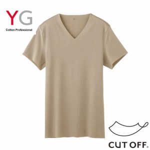 YG VネックTシャツ 切りっぱなし カットオフ GUNZE グンゼ Ｖ首 年間 YN1515 メンズ 肌着 半袖 透けない 無地 シンプル M-LL 綿混 下着 