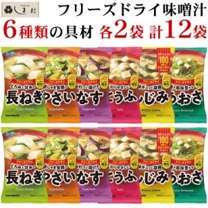 フリーズドライ 味噌汁 顆粒タイプ 料亭の味 アソート 6種 各2袋 セット | マルコメ みそ汁 顆粒 豆腐 あおさ しじみ 長ねぎ なす 野菜 