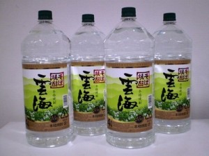 送料無料 本格そば焼酎 雲海 25度 4L 4000ml ペット ４本入り 雲海酒造