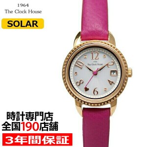 ザ・クロックハウス 腕時計 レディース ソーラー ホワイト ピンク 革ベルト 秒針 日付 おしゃれ フェミニン カジュアル LFC1001-WH3B 雑