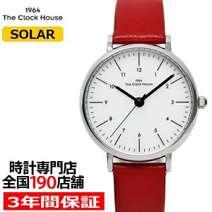 ザ・クロックハウス LNC1003-WH3B ナチュラルカジュアル 腕時計 レディース ソーラー 赤革ベルト ホワイト 雑誌掲載 着用モデル