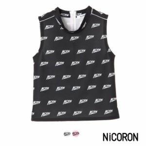 ダンス 総柄 タンクトップ レディース NiCORON ニコロン 藤田ニコル にこるん 10代 20代 タンク ハイネック ノースリーブ ロゴ カットソ