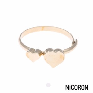 レディース 指輪 ブランド おしゃれ かわいい リング ハート シンプル ダブルハート 10代 20代 NiCORON ニコロン ゴールド シルバー 贈り
