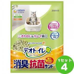 【ポイント2倍】ユニチャーム（ペット デオトイレ 飛び散らない消臭・抗菌サンド  4Ｌ×4袋 ペット　猫砂　猫の砂　猫　トイレ　固まる 