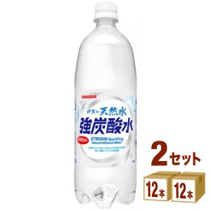 サンガリア 伊賀の天然水強炭酸水  1000 ml×12本×2ケース (24本) 飲料