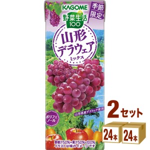 カゴメ 野菜生活100 山形デラウェアミックス  195ml×24本×2ケース (48本) 飲料