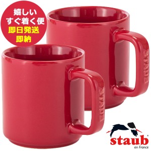 ストウブ セラミック マグカップ チェリー 2個セット 40511-114 (即日発送)【_staub ブランド ペア 小さめ 赤 _