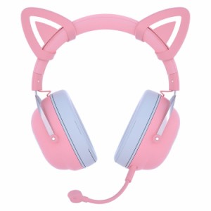 ゲーミングヘッドセット 猫耳 付き ヘッドホン ONIKUMA　X11 ピンク 【 PS4、Xbox One、Nintendo Switch、PCに適用 サラウンドサウンド付