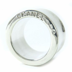 極美品△CHANEL シャネル レディース SV925  ロゴ刻印 ワイド リング/指輪 アクセサリー シルバー 13号 重量：約22.2g シンプル オススメ