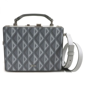 美品▼定価814000円 DIOR ディオールオム CDダイヤモンド DIOR LOCK ケース レザー 2WAY ショルダーバッグ ライトグレー メンズ 仏製 袋