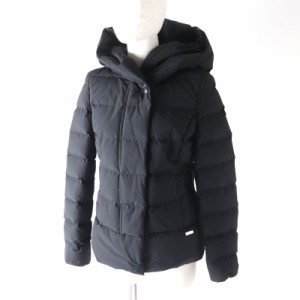 極美品 WOOLRICH ウールリッチ 22AW WWOU0764 PUFFY PRESCOTT フード・ロゴプレート・ロゴボタン付 ダウンジャケット ブラック XS 正規品