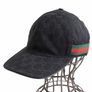 美品 GUCCI グッチ 定価53,900円 200035 オリジナルGG ウェブライン ベースボールキャップ ブラック L 箱・保存袋付き イタリア製 正規品