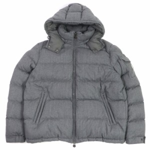 美品 MONCLER モンクレール 18-19AW MONTGENEVRE ウール ナイロン WZIP ロゴワッペン フーデッド ダウンジャケット グレー 7 正規品 メン