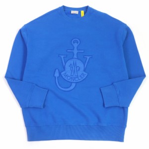 極美品 MONCLER GENIUS 2 モンクレール ジーニアス 2 JWアンダーソン 2021年製 CREWNECK ロゴ刺繍 トレーナー スウェット ブルー L 正規