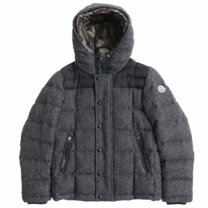 極美品 MONCLER モンクレール GUYENNE ギエンヌ 一部迷彩柄 フード付 レイヤード ツイード ダウンジャケット グレー系 0 国内正規品 メン