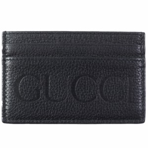 極美品 GUCCI グッチ 定価40700円 658694 レザー ロゴエンボス カードケース パスケース ブラック 保存袋付き イタリア製 メンズ