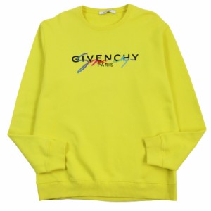 【ドンドン見直し】良品 GIVENCHY ジバンシィ BMJ03C30AF シグネチャーロゴ刺繍 プルオーバー 長袖 スウェット トレーナー 黄色 L 正規品