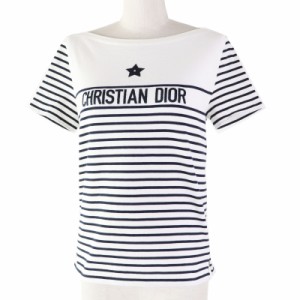 美品◎Christian Dior クリスチャンディオール 22年製 243T31A4085 DIORIVIERA 半袖Ｔシャツ ホワイト ネイビー M 伊製 正規 レディース