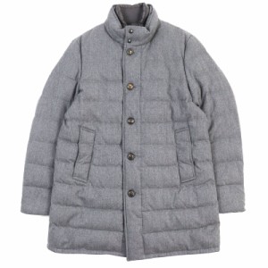 極美品△MONCLER モンクレール ウール100％ VALLIER ヴァリエ レイヤード風 ロゴボタン付 ダウンコート グレー 大きいサイズ 5 伊製 メン