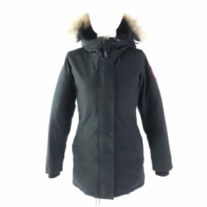 良品★CANADA GOOSE カナダグース 3037LA VICTORIA PARKA ヴィクトリアパーカー ファー・フード付 ダウンコート 黒 XS カナダ製 正規品