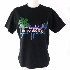 極美品△GUCCI グッチ 20AW 580762 コットン100％ HAWAII ラメプリント クルーネック 半袖Ｔシャツ ブラック XS 伊製 正規品 レディース