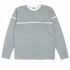 未使用品▼ストーンアイランド MARINA ボーダー柄 クルーネック ロゴ入り ロンT 長袖Ｔシャツ ブラック グレー L 正規品 メンズ