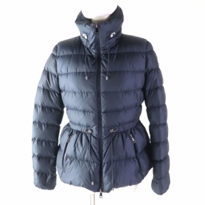 美品★MONCLER モンクレール 20年製 MARQUER マルケ ロゴワッペン付 スタンドカラー ダウンジャケット ネイビー 1 正規品 レディース