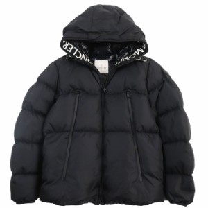 美品●MONCLER モンクレール 20-21AW MONTCLA ロゴパッチ付き ロゴ刺繍入り フーデッドダウンジャケット ブラック 3 正規品 メンズ